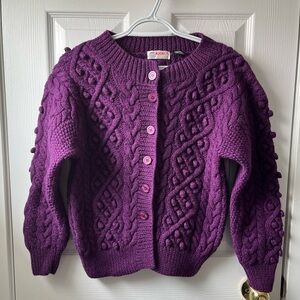 Vintage 100% Wool Purple Cardigan Sweater